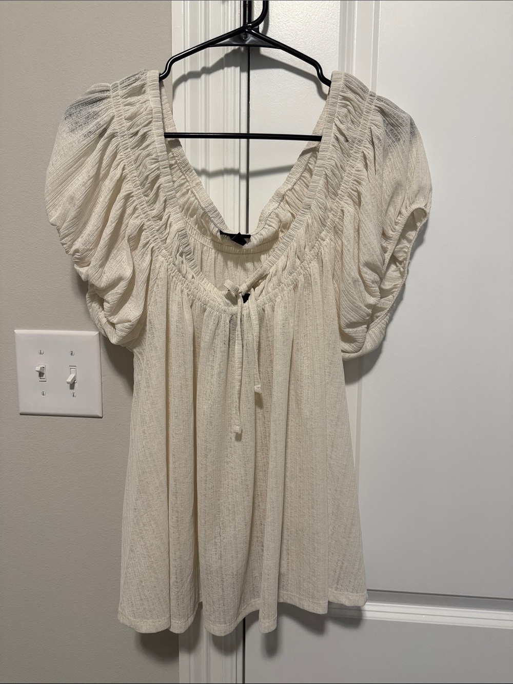 torrid Cream Peasant Blouse with Drawstring